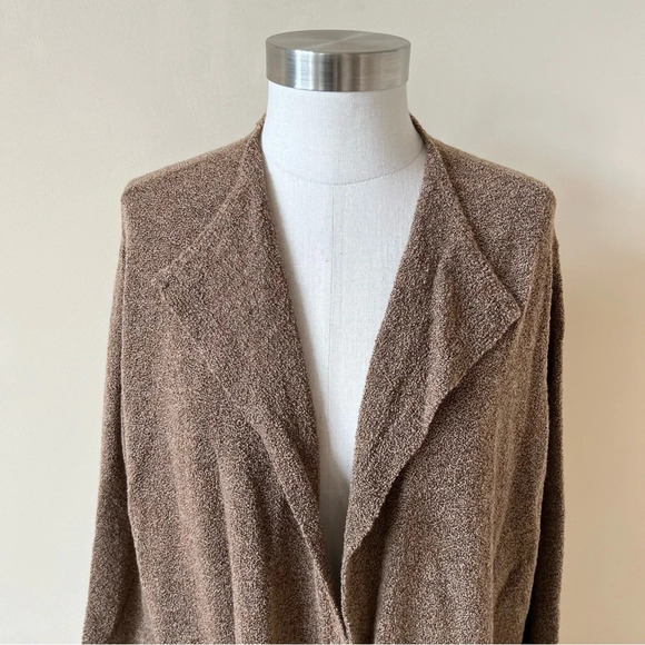 Eileen Fisher Tan Italian Wool Blend Open Front Cardigan Sweater 26161 - Picture 4 of 9